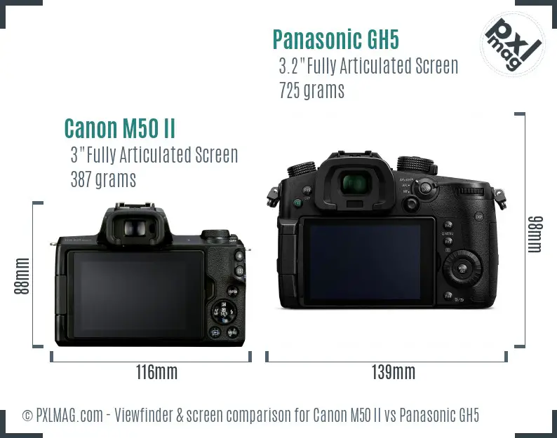 Canon M50 II vs Panasonic GH5 Screen and Viewfinder comparison