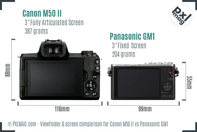 Canon M50 II vs Panasonic GM1 Screen and Viewfinder comparison