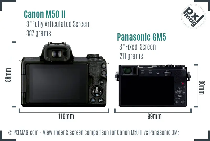 Canon M50 II vs Panasonic GM5 Screen and Viewfinder comparison