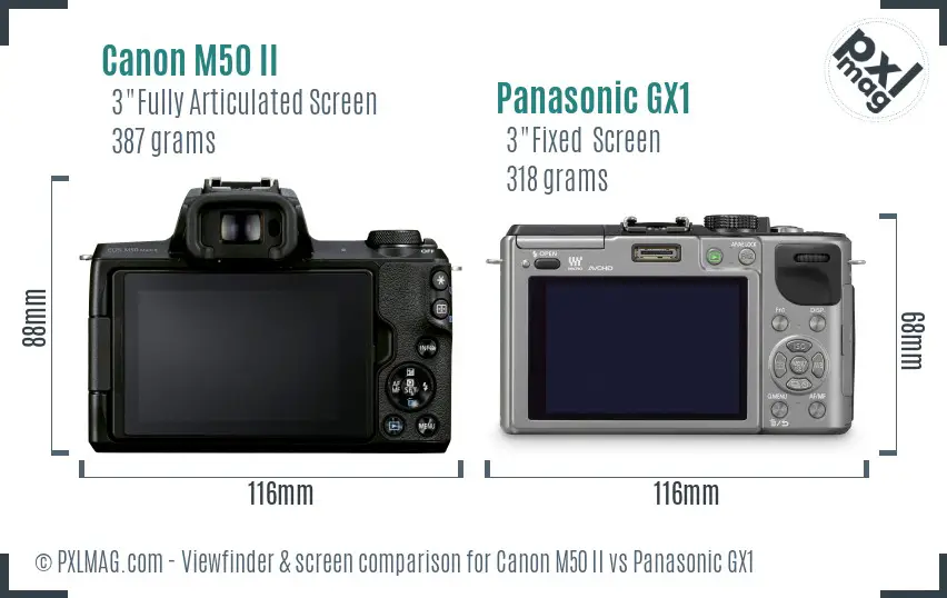 Canon M50 II vs Panasonic GX1 Screen and Viewfinder comparison