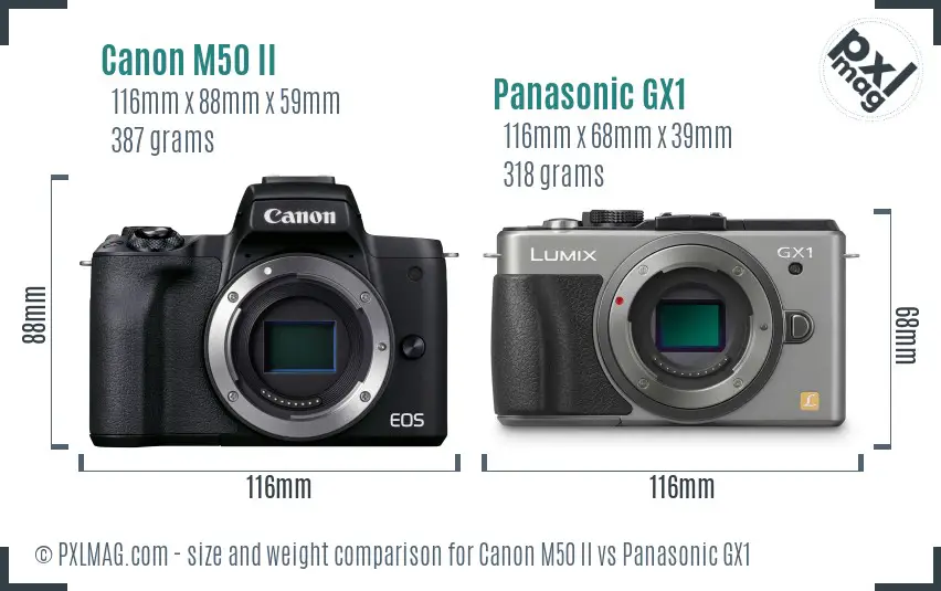 Canon M50 II vs Panasonic GX1 size comparison