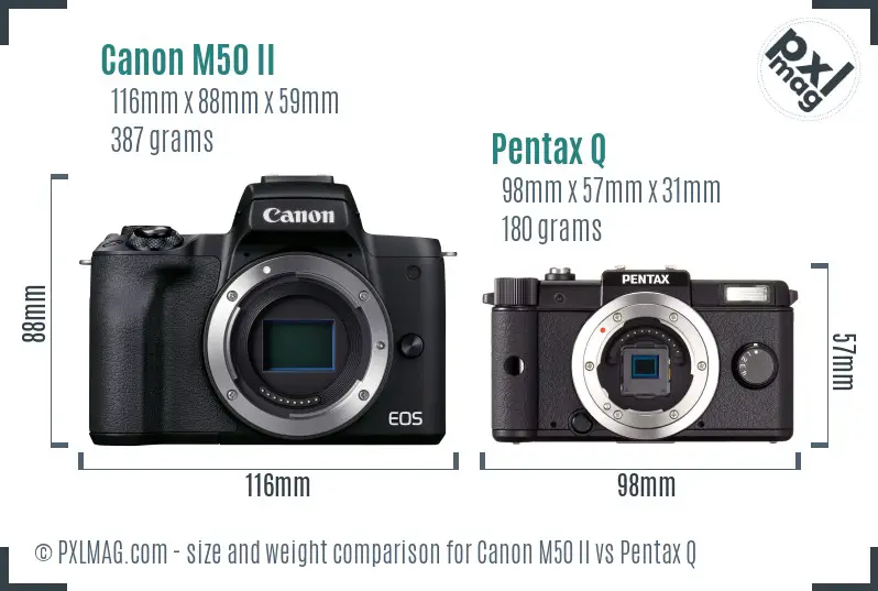 Canon M50 II vs Pentax Q size comparison