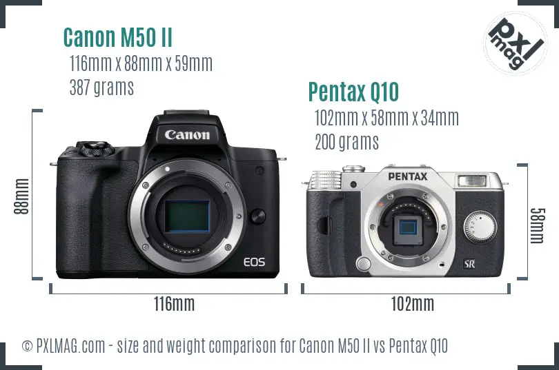Canon M50 II vs Pentax Q10 size comparison