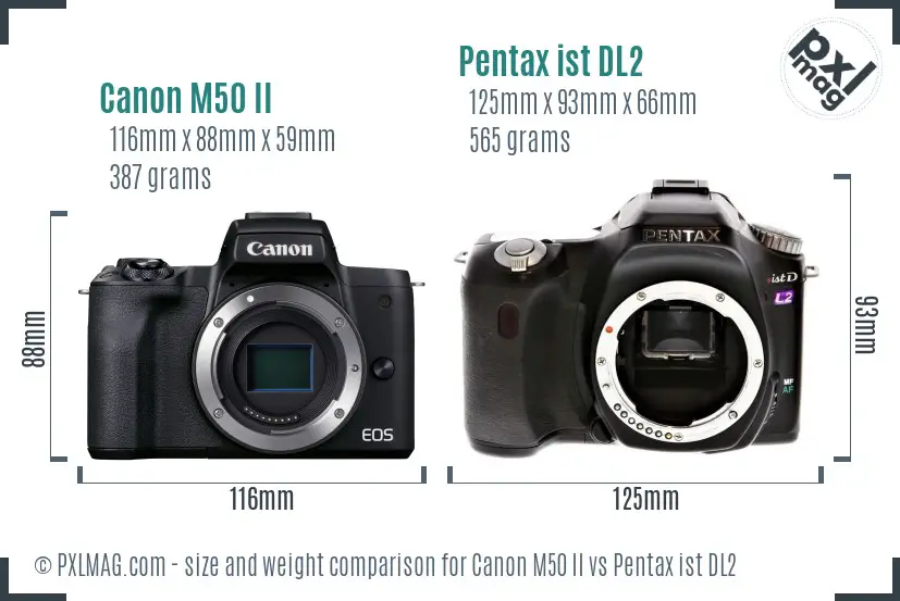 Canon M50 II vs Pentax ist DL2 size comparison