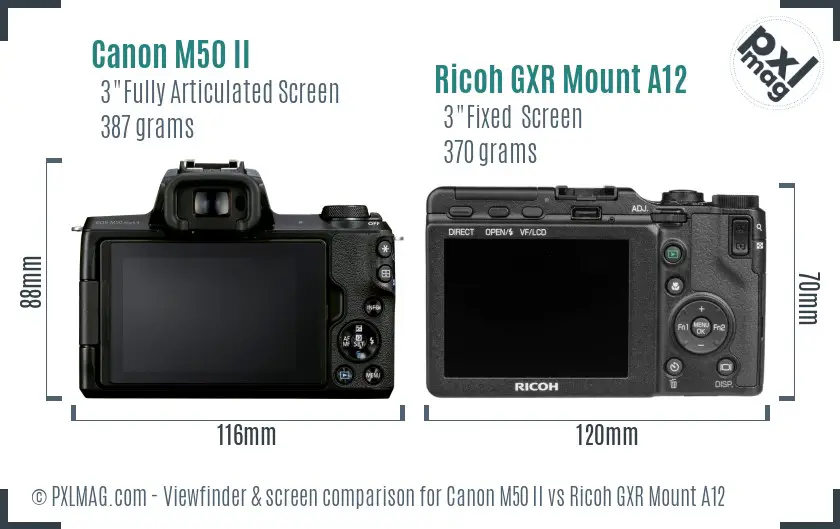 Canon M50 II vs Ricoh GXR Mount A12 Screen and Viewfinder comparison