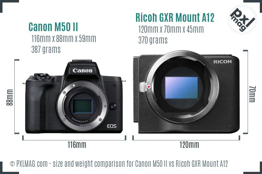 Canon M50 II vs Ricoh GXR Mount A12 size comparison
