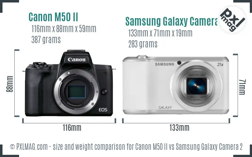 Canon M50 II vs Samsung Galaxy Camera 2 size comparison