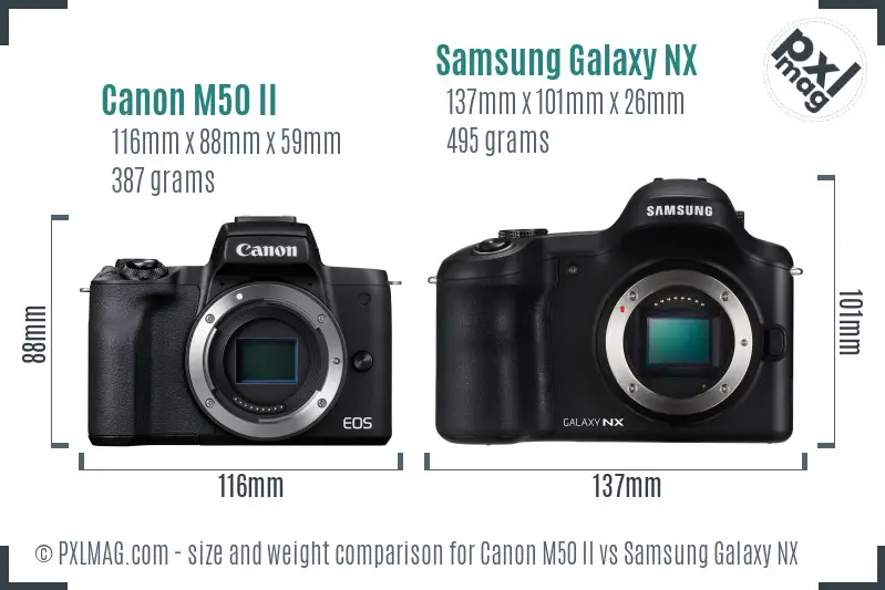 Canon M50 II vs Samsung Galaxy NX size comparison