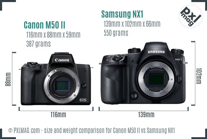 Canon M50 II vs Samsung NX1 size comparison