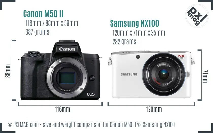 Canon M50 II vs Samsung NX100 size comparison