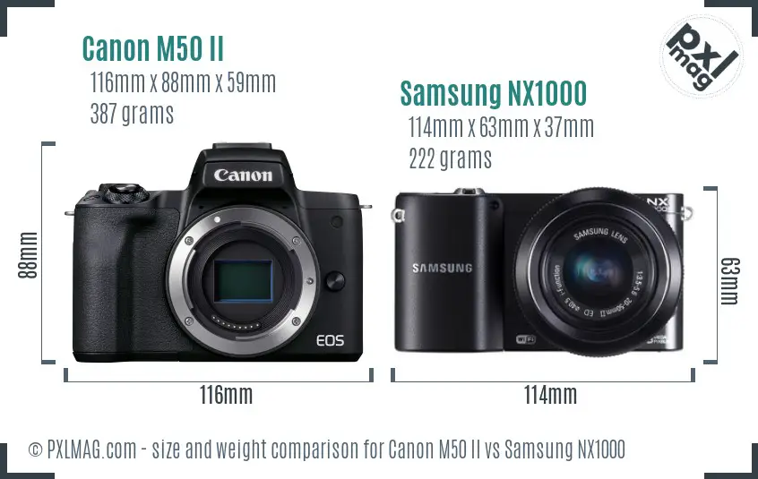 Canon M50 II vs Samsung NX1000 size comparison