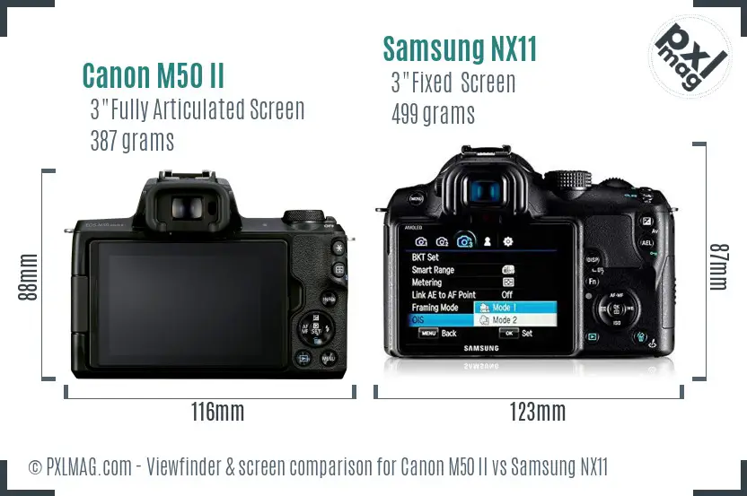 Canon M50 II vs Samsung NX11 Screen and Viewfinder comparison