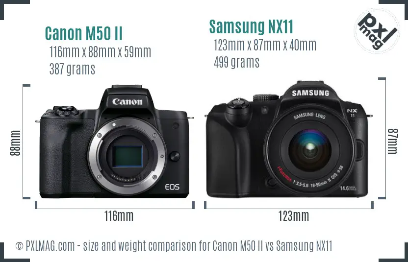 Canon M50 II vs Samsung NX11 size comparison