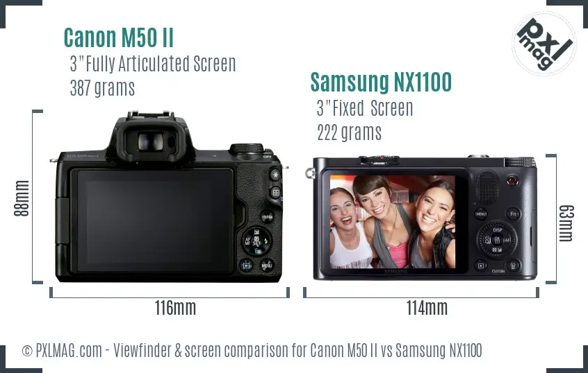 Canon M50 II vs Samsung NX1100 Screen and Viewfinder comparison
