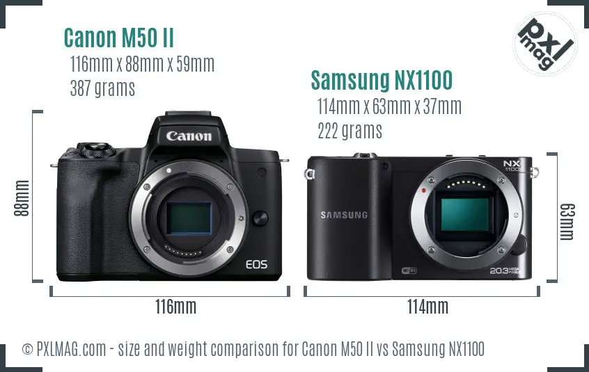 Canon M50 II vs Samsung NX1100 size comparison