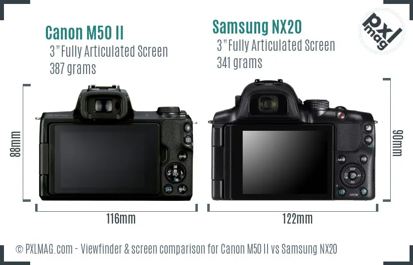 Canon M50 II vs Samsung NX20 Screen and Viewfinder comparison Canon M50 II vs Samsung NX20 Screen and Viewfinder comparison