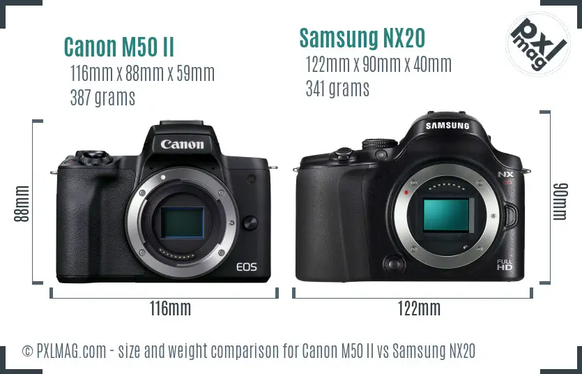 Canon M50 II vs Samsung NX20 size comparison Canon M50 II vs Samsung NX20 size comparison