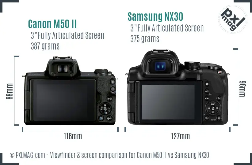 Canon M50 II vs Samsung NX30 Screen and Viewfinder comparison