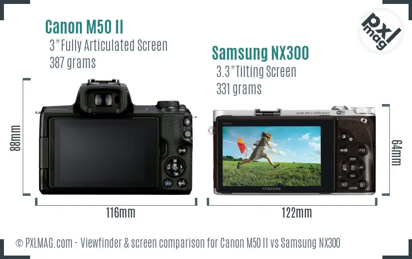 Canon M50 II vs Samsung NX300 Screen and Viewfinder comparison