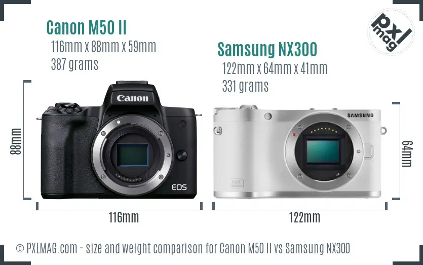 Canon M50 II vs Samsung NX300 size comparison