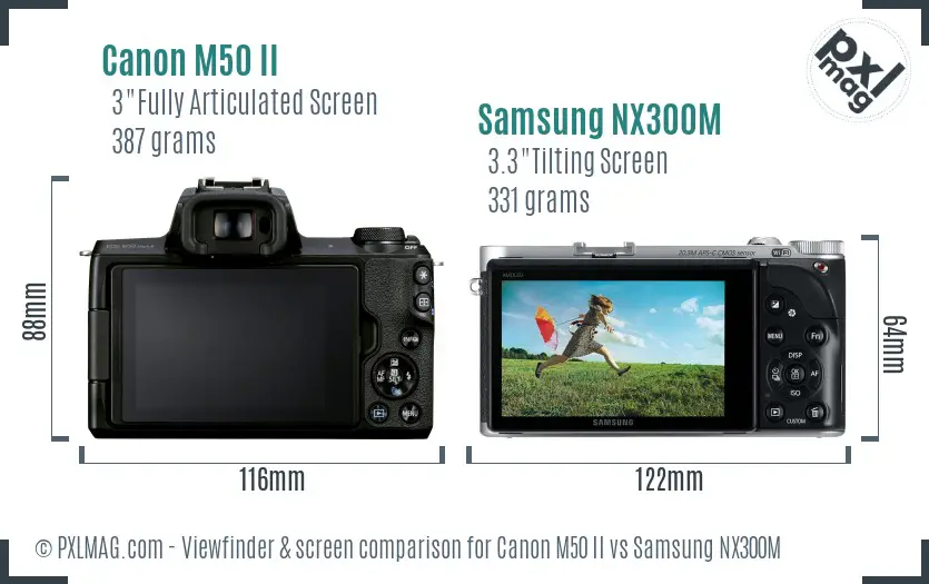 Canon M50 II vs Samsung NX300M Screen and Viewfinder comparison