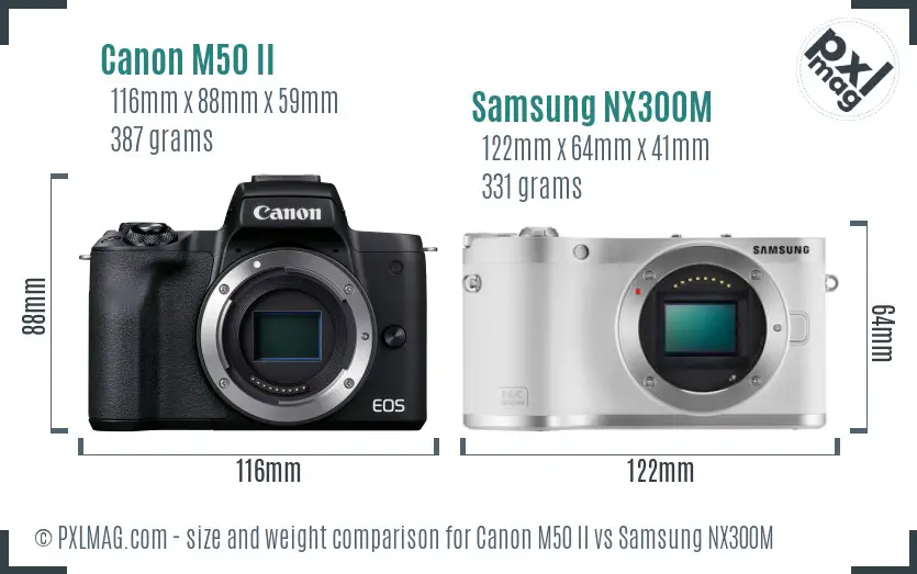 Canon M50 II vs Samsung NX300M size comparison