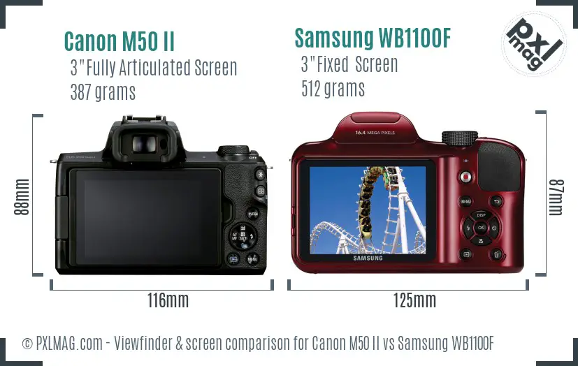 Canon M50 II vs Samsung WB1100F Screen and Viewfinder comparison Canon M50 II vs Samsung WB1100F Screen and Viewfinder comparison