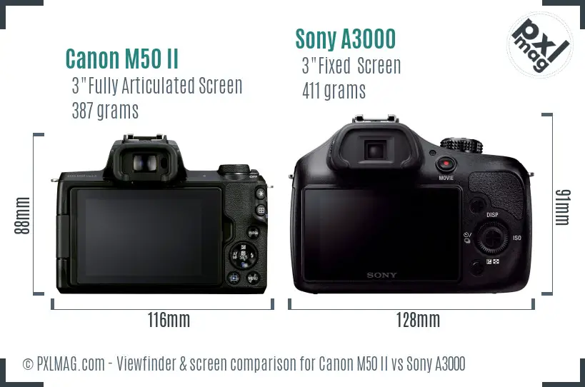 Canon M50 II vs Sony A3000 Screen and Viewfinder comparison