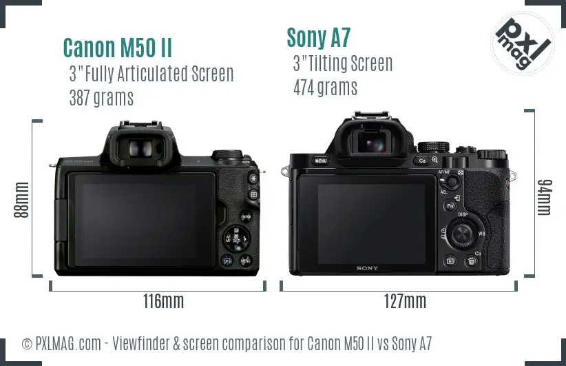Canon M50 II vs Sony A7 Screen and Viewfinder comparison