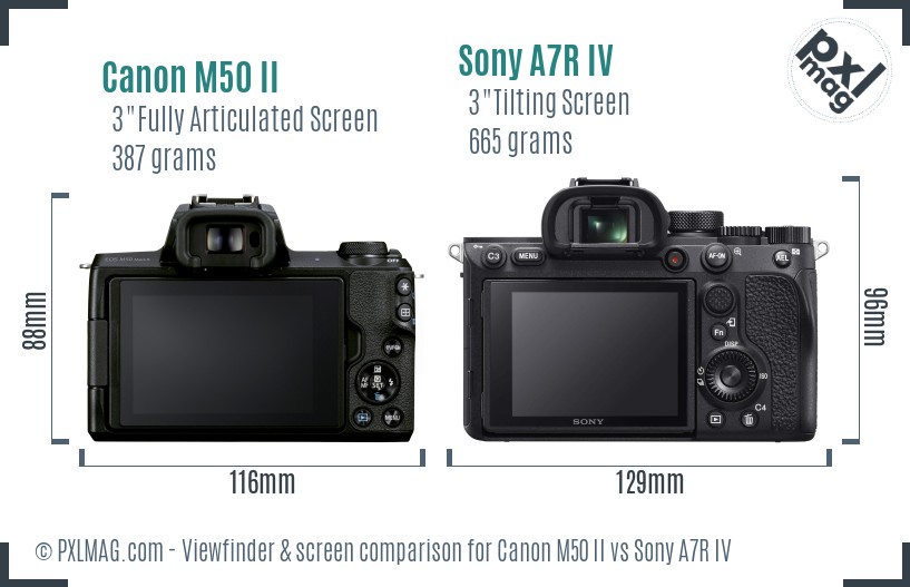 Canon M50 II vs Sony A7R IV Screen and Viewfinder comparison