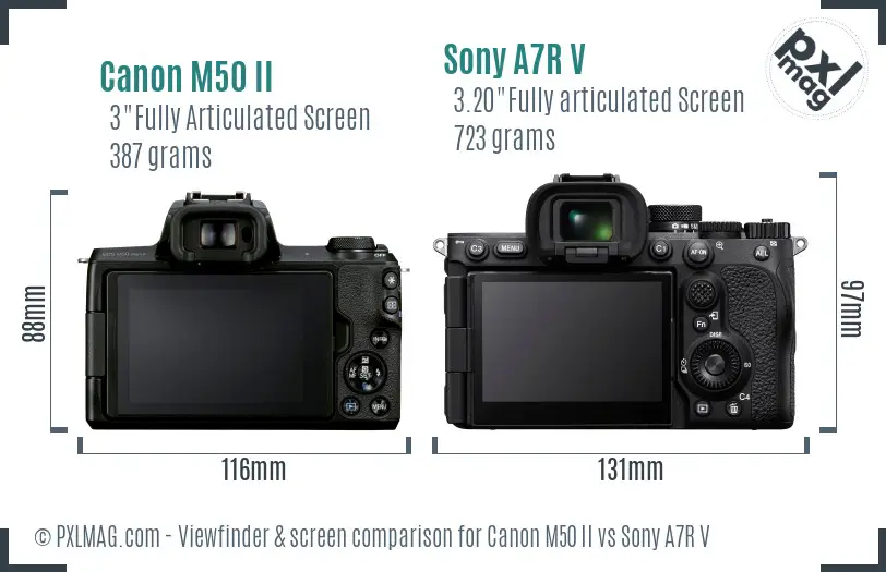 Canon M50 II vs Sony A7R V Screen and Viewfinder comparison Canon M50 II vs Sony A7R V Screen and Viewfinder comparison