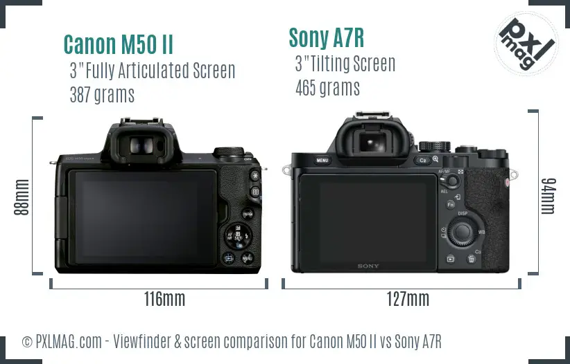Canon M50 II vs Sony A7R Screen and Viewfinder comparison