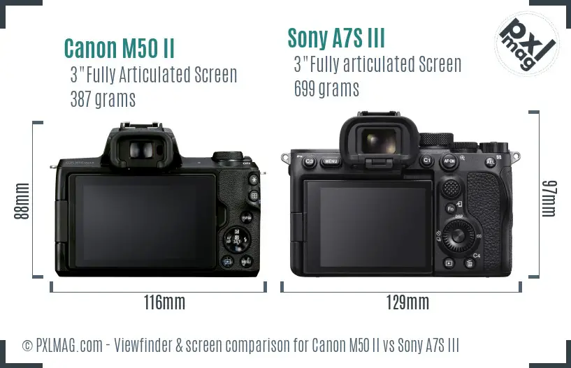 Canon M50 II vs Sony A7S III Screen and Viewfinder comparison