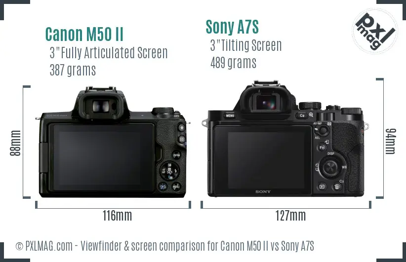 Canon M50 II vs Sony A7S Screen and Viewfinder comparison