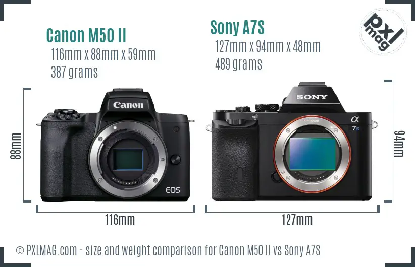 Canon M50 II vs Sony A7S size comparison