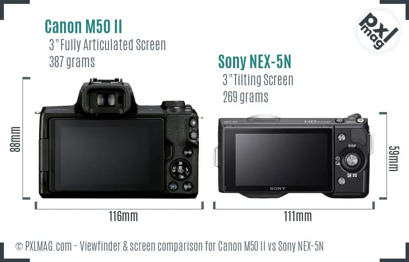 Canon M50 II vs Sony NEX-5N Screen and Viewfinder comparison