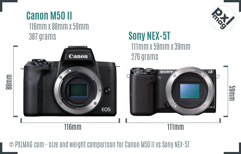 Canon M50 II vs Sony NEX-5T size comparison