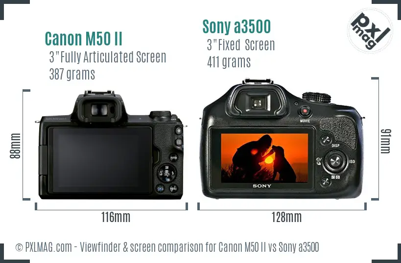 Canon M50 II vs Sony a3500 Screen and Viewfinder comparison