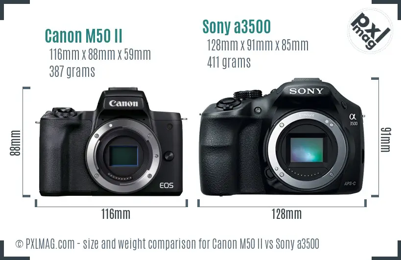 Canon M50 II vs Sony a3500 size comparison
