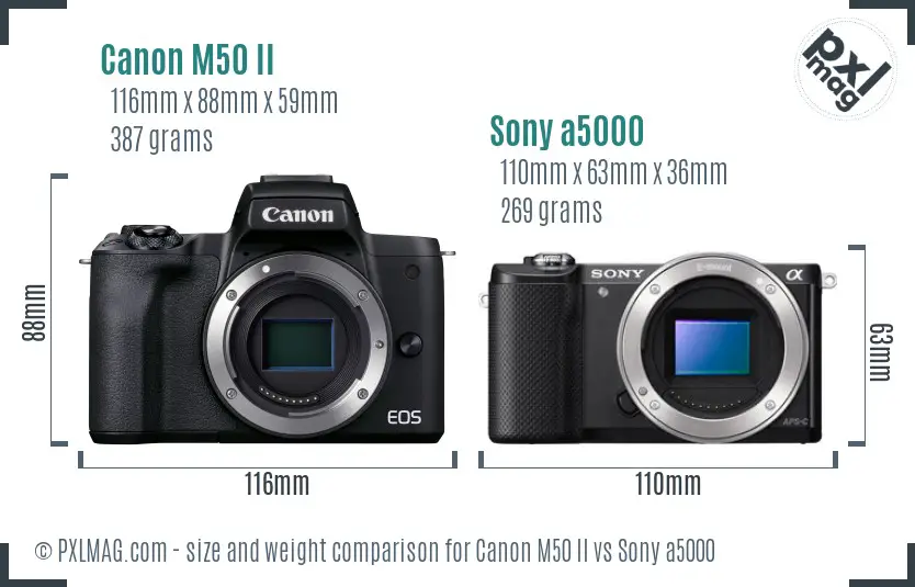 Canon M50 II vs Sony a5000 size comparison