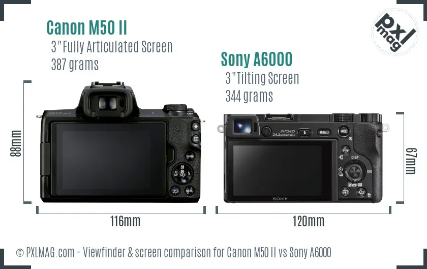 Canon M50 II vs Sony A6000 Screen and Viewfinder comparison