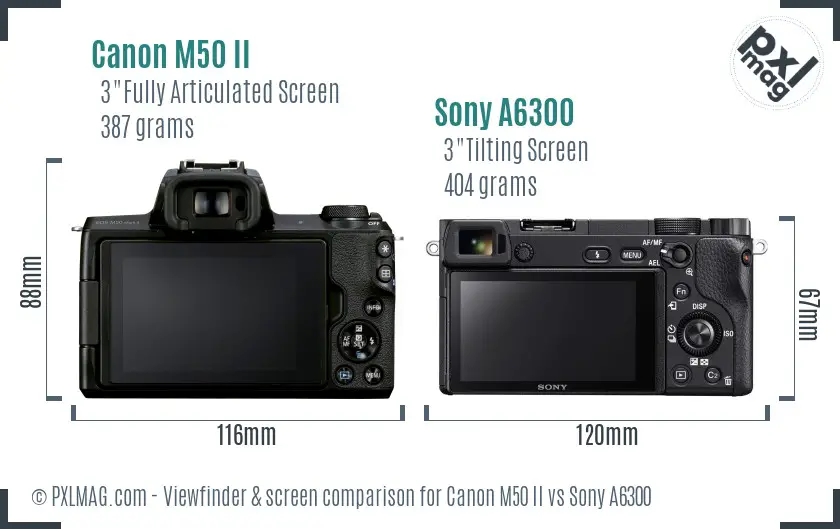 Canon M50 II vs Sony A6300 Screen and Viewfinder comparison
