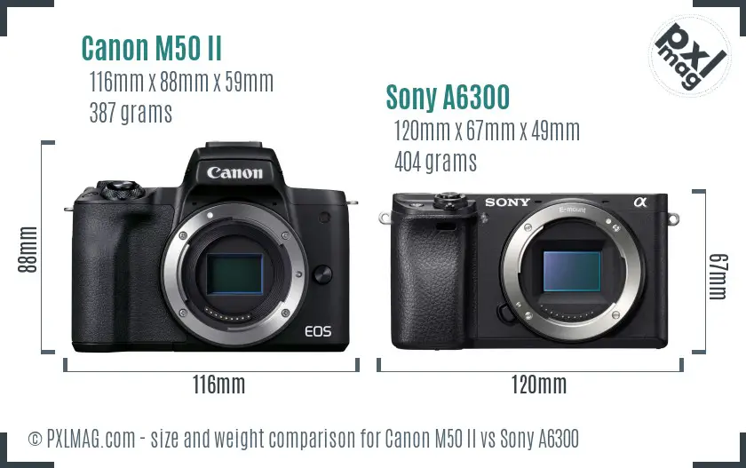 Canon M50 II vs Sony A6300 size comparison