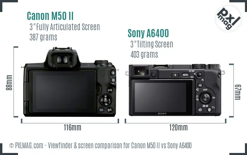 Canon M50 II vs Sony A6400 Screen and Viewfinder comparison