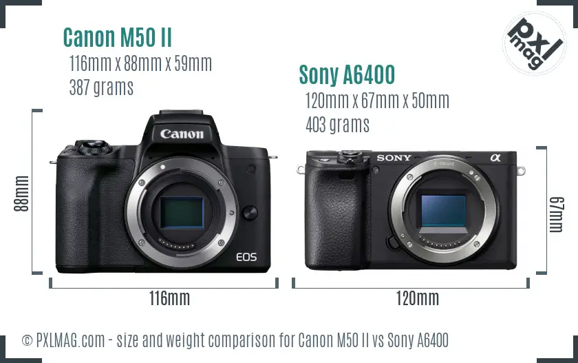 Canon M50 II vs Sony A6400 size comparison