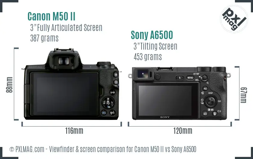 Canon M50 II vs Sony A6500 Screen and Viewfinder comparison