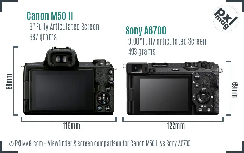 Canon M50 II vs Sony A6700 Screen and Viewfinder comparison