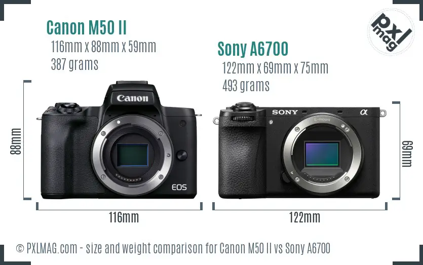 Canon M50 II vs Sony A6700 size comparison