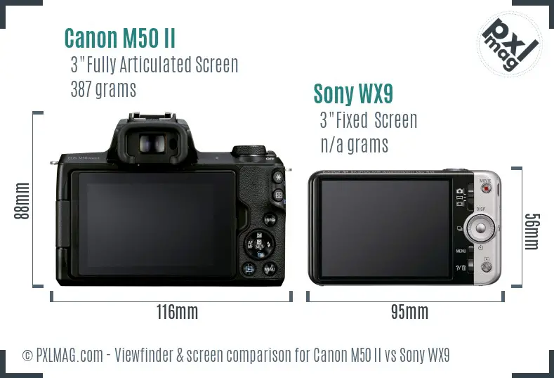 Canon M50 II vs Sony WX9 Screen and Viewfinder comparison