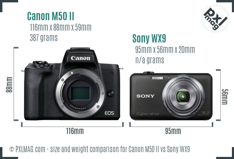 Canon M50 II vs Sony WX9 size comparison